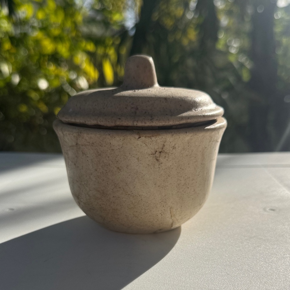Vintage Cream Ceramic Lidded Container